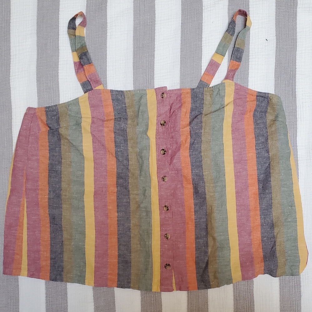 Linen cotton striped A line top